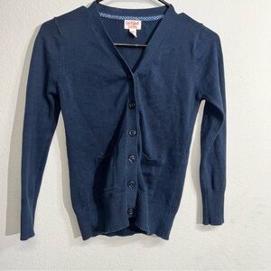 Cat & Jack Girls Cardigan Navy Blue Longer Length Button Closure Pockets L 10-12
